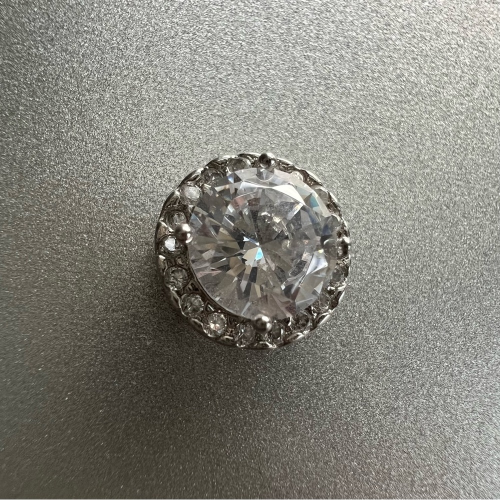 Stamped 925 Sterling Silver Round Halo Pendant